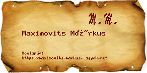 Maximovits Márkus névjegykártya